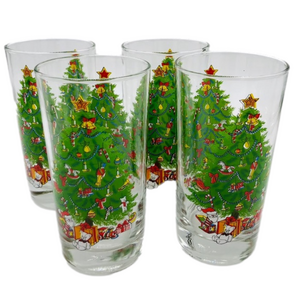Vintage Anchor Hocking Holiday Magic Glasses Set of 4